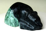 Hiding Bear, Green and Black Alabaster